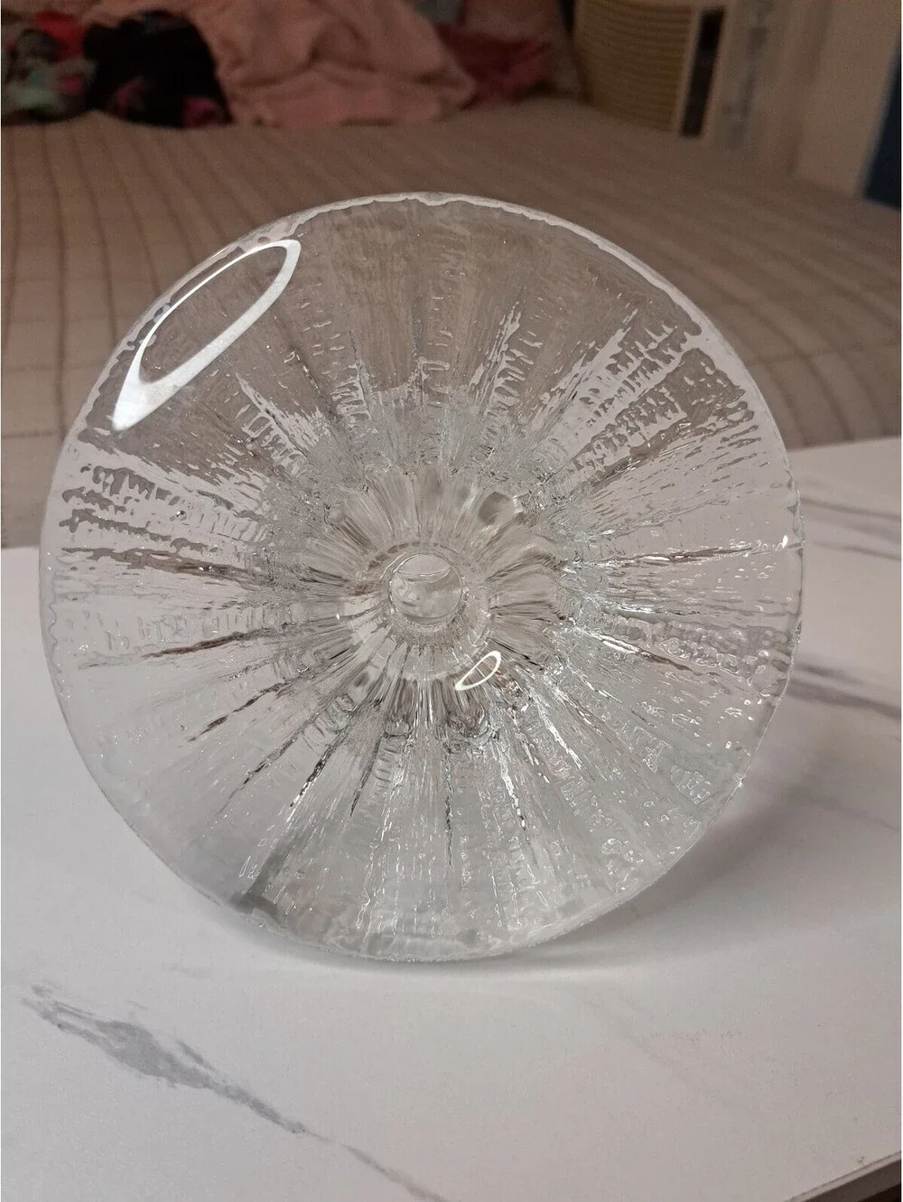 Vtg Timo Sarpaneva Littala Finnish Bolero Textured Art Glass Ice Candlestick